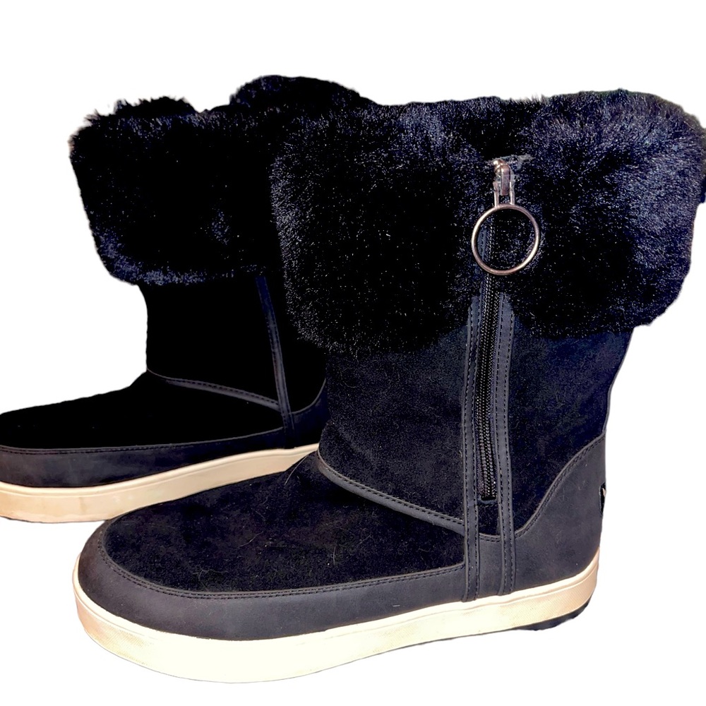 Koolaburra by Ugg Tynlee Black Suede Waterproof Winter Boots, US 10